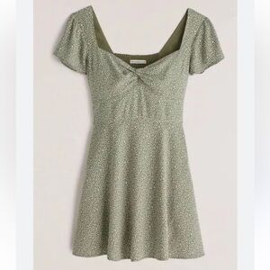 Abercrombie & Fitch A&F Knot Front Mini Dress Sage Green